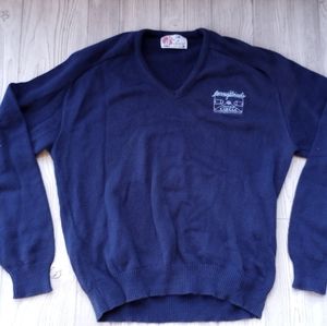 Vintage Isle Of Cotton Sweater Made In USA Large Blue V-Neck Larry Bird